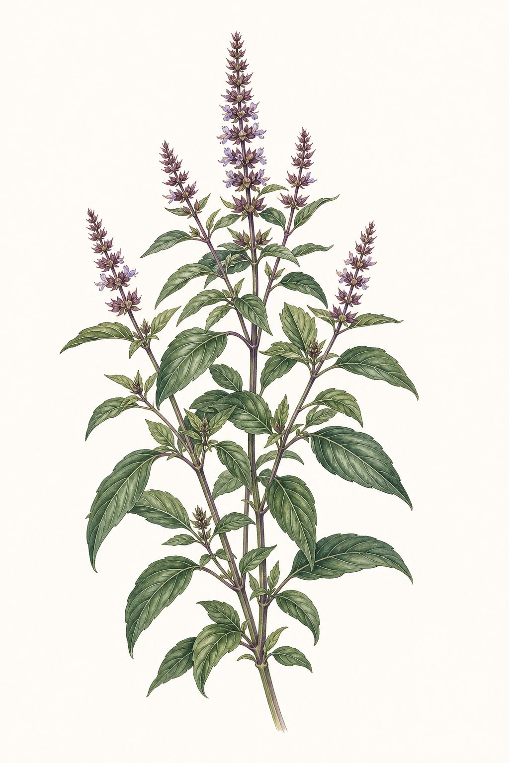 Botanical illustration of Thai Basil