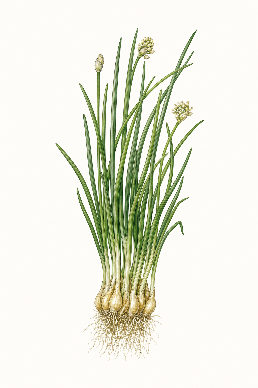 Botanical illustration of Heshiko Bunching Onion