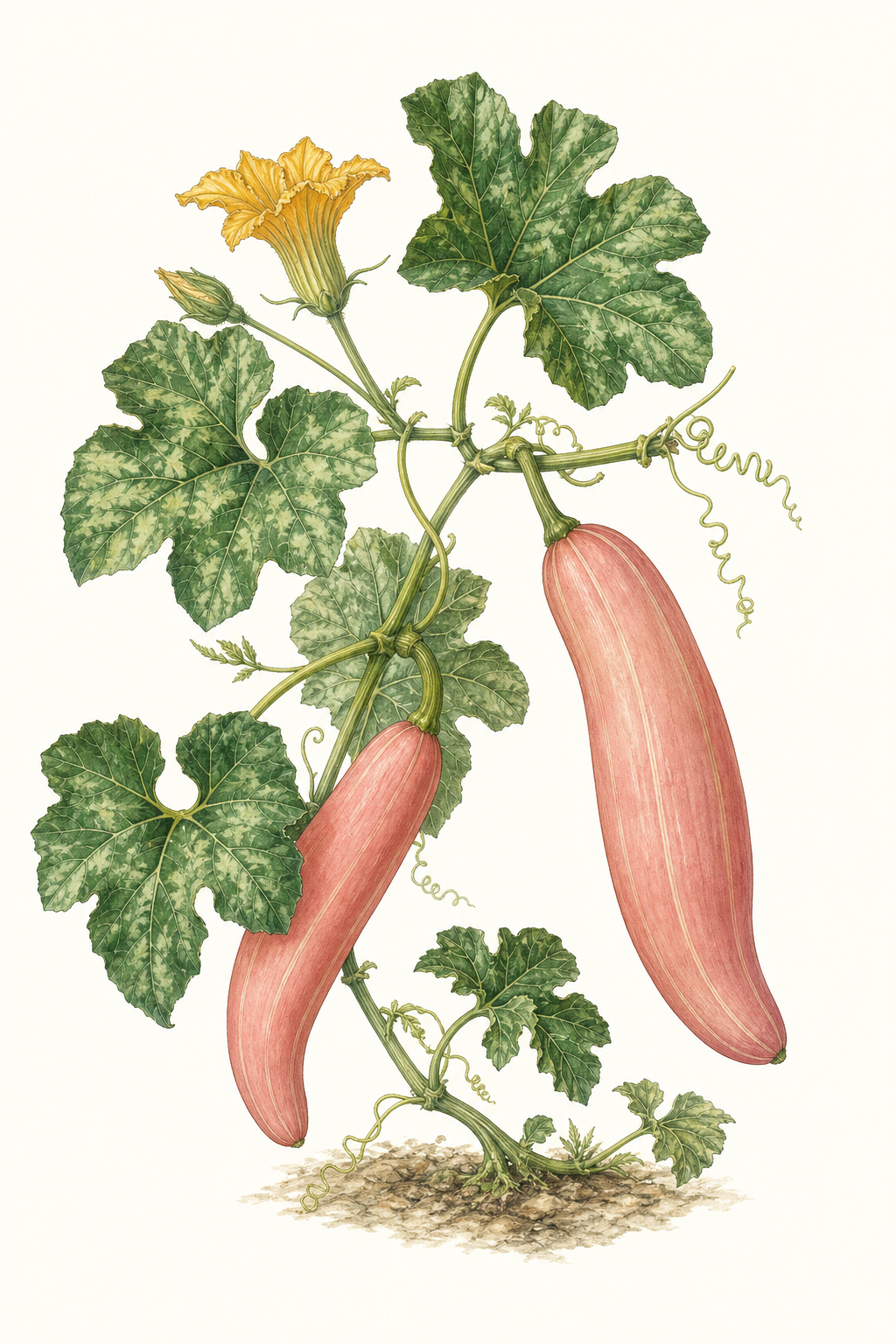 Botanical illustration of Regular Pink Banana