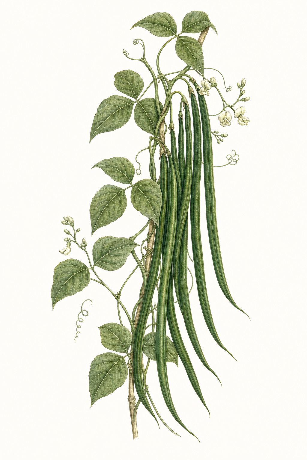 Botanical illustration of Asparagus Bean