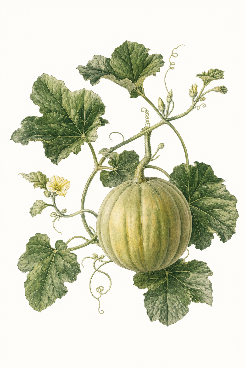 Botanical illustration of Honeydew Orange Flesh T