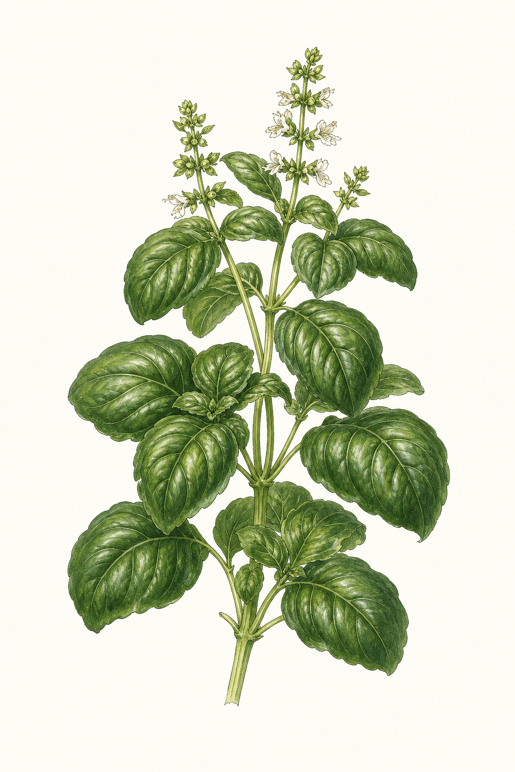 Botanical illustration of Napoletano Basil