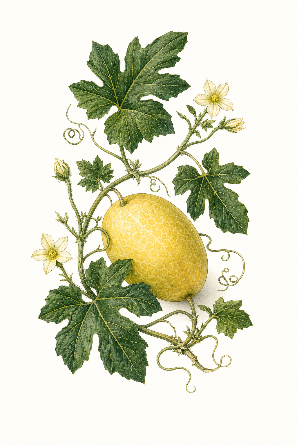Botanical illustration of Queen Anne's Pocket Melon