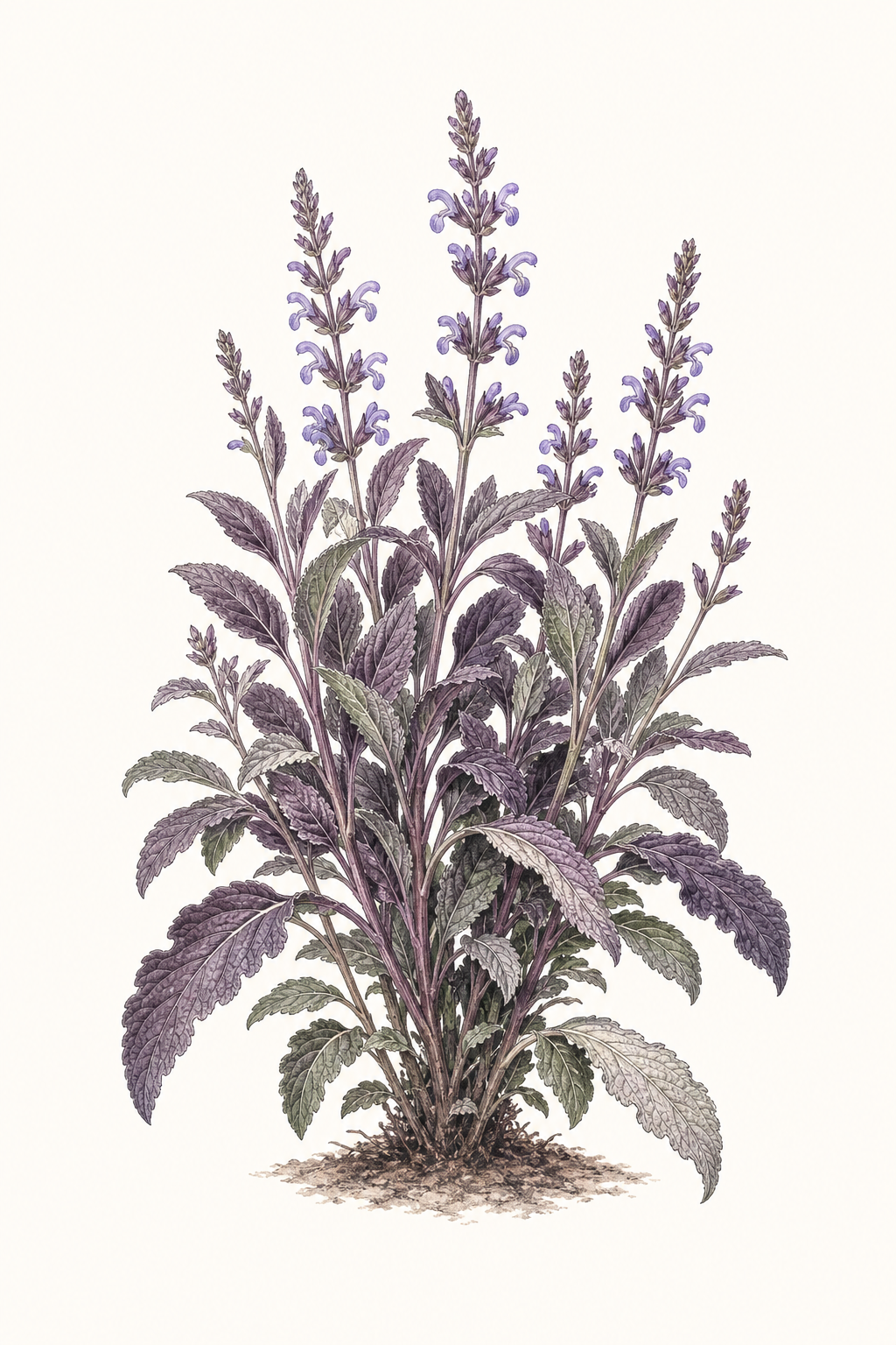 Botanical illustration of Purple Sage