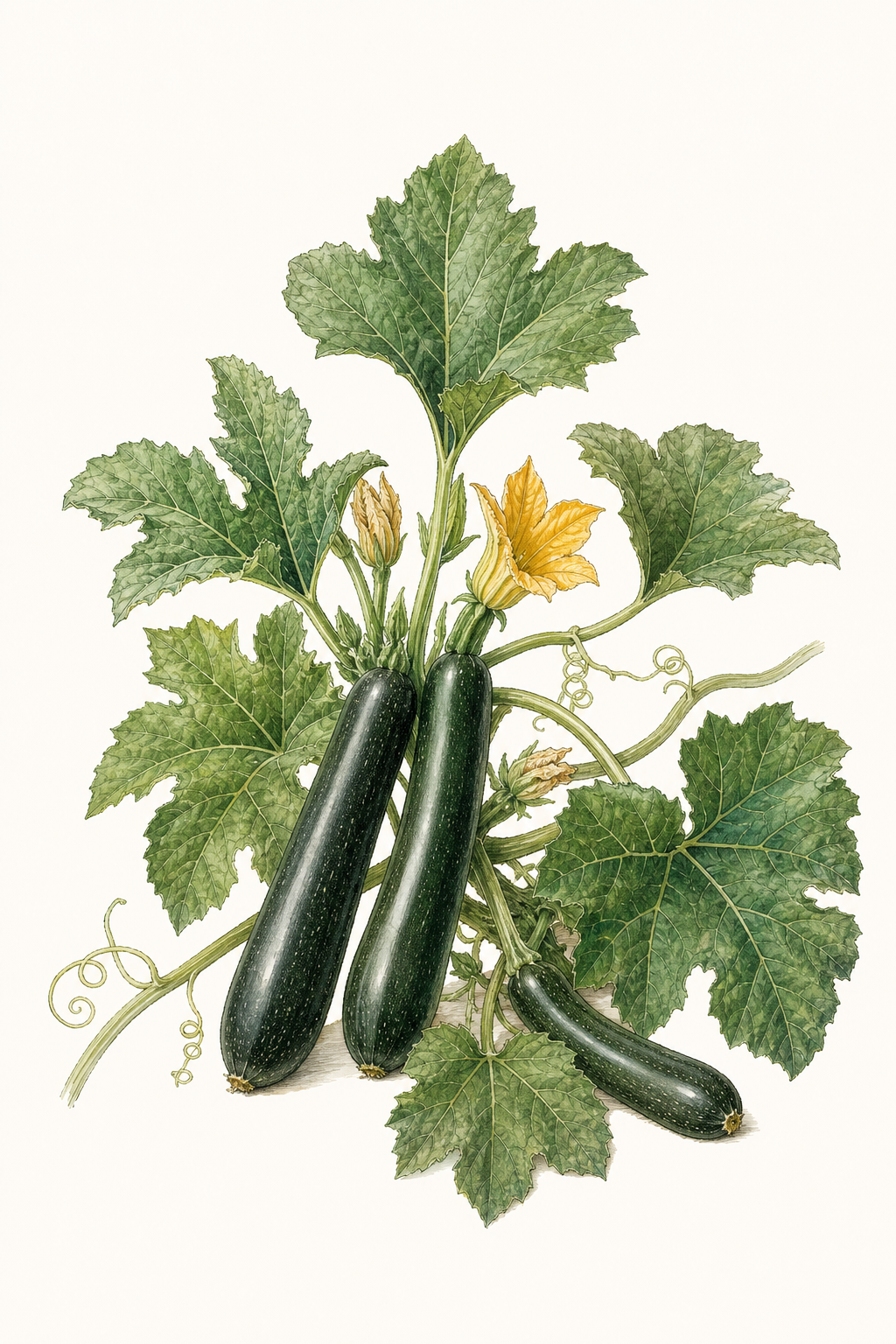 Botanical illustration of Desi Summer Squash