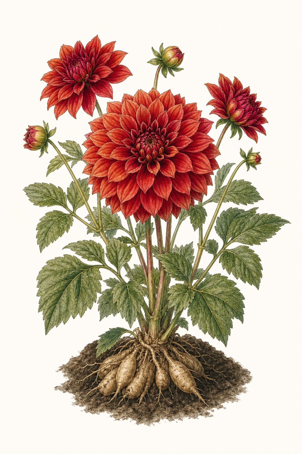 Botanical illustration of Dahlia