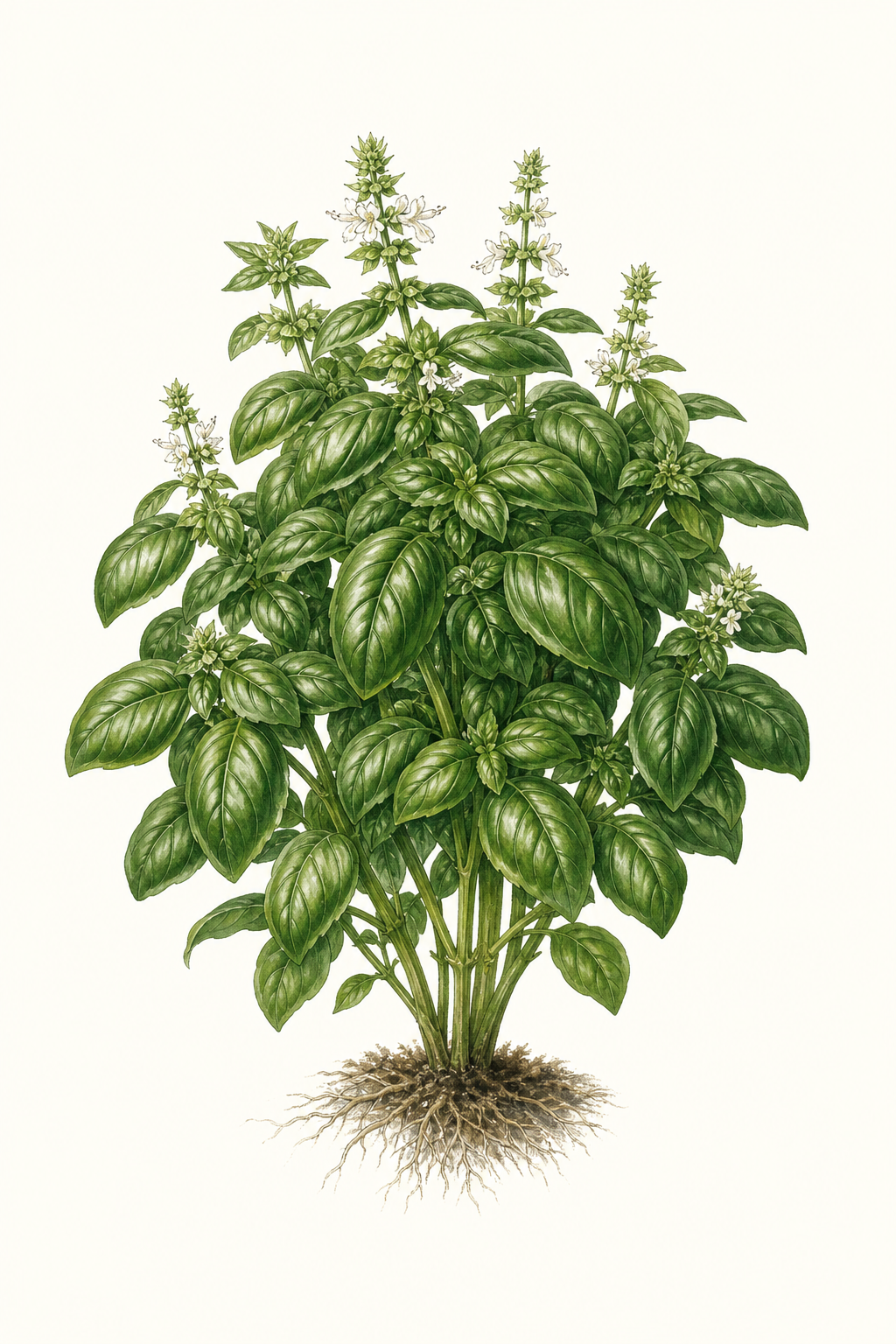 Botanical illustration of Genovese Compact Improved