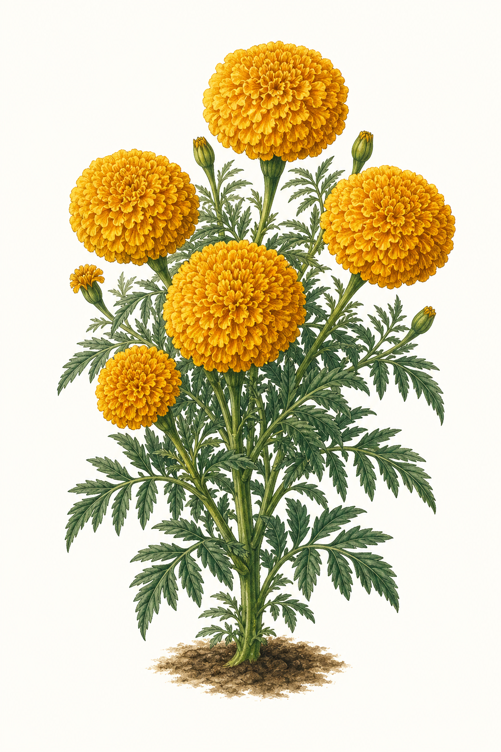 Botanical illustration of African Marigold