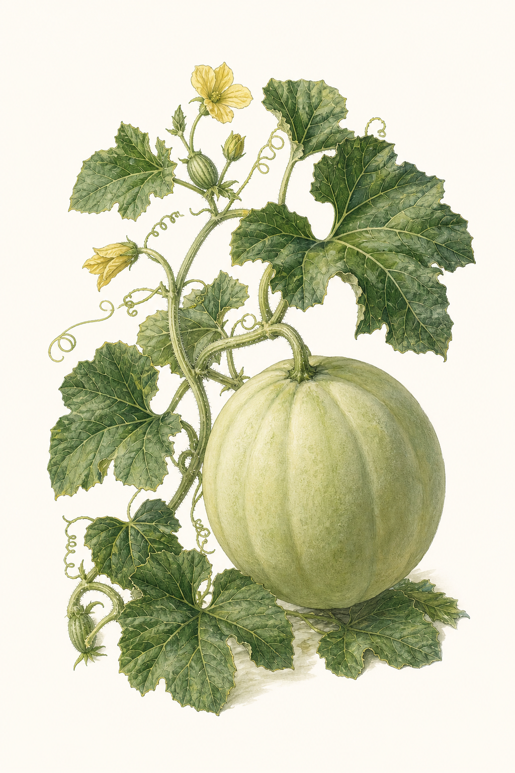Botanical illustration of Honeydew Green Flesh