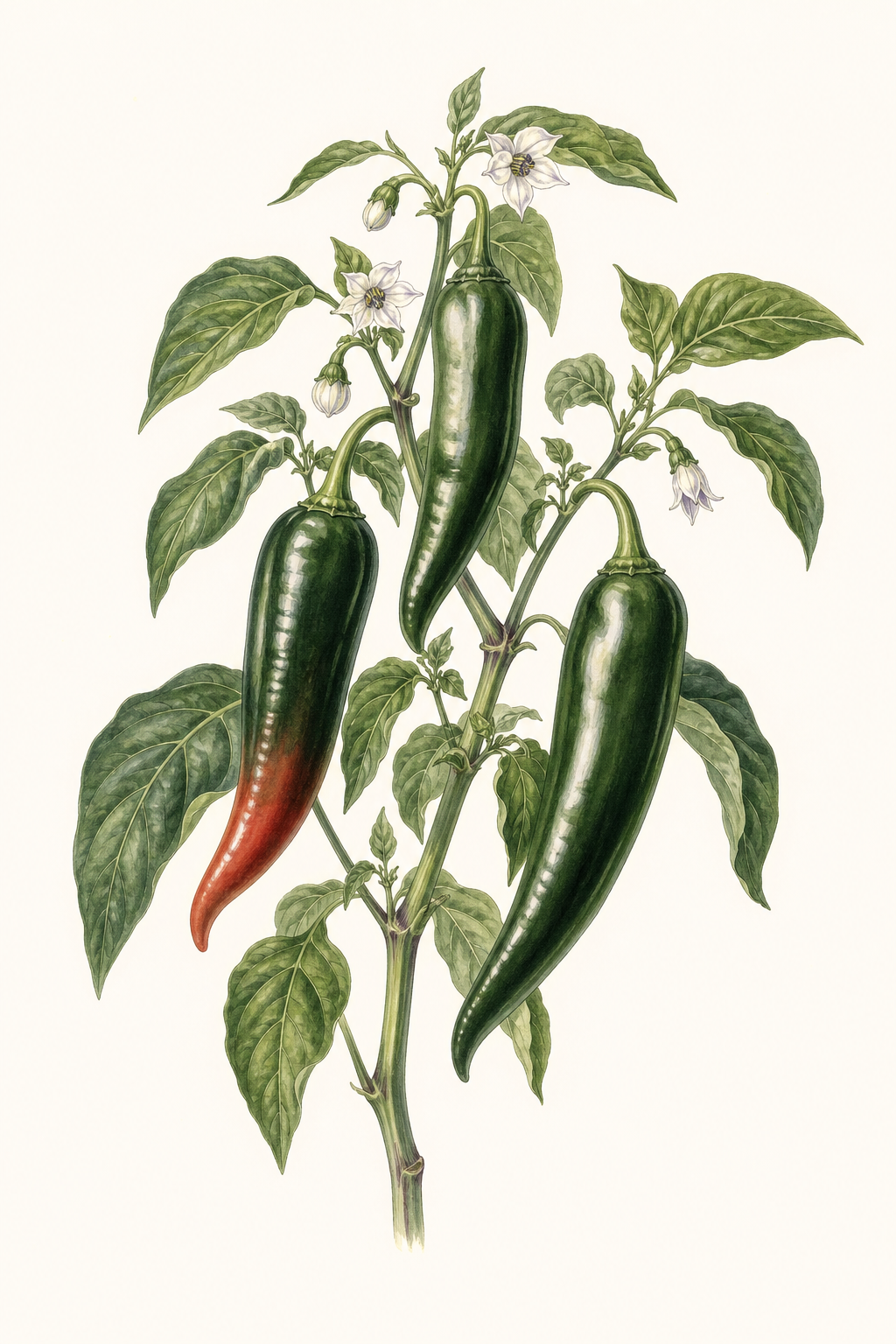 Botanical illustration of Jalapeño Gigante