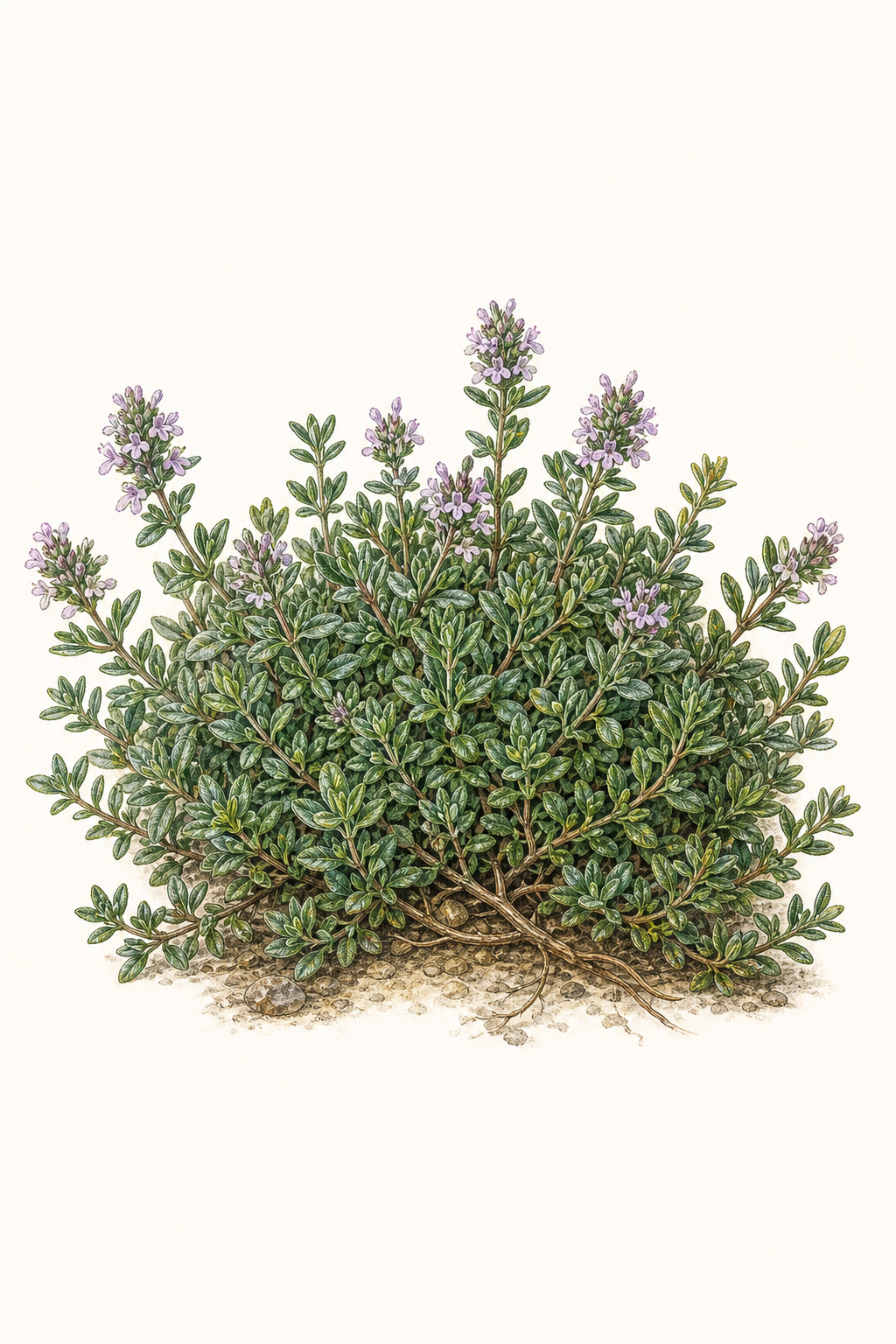Botanical illustration of Thymus Vulgaris 'German Winter