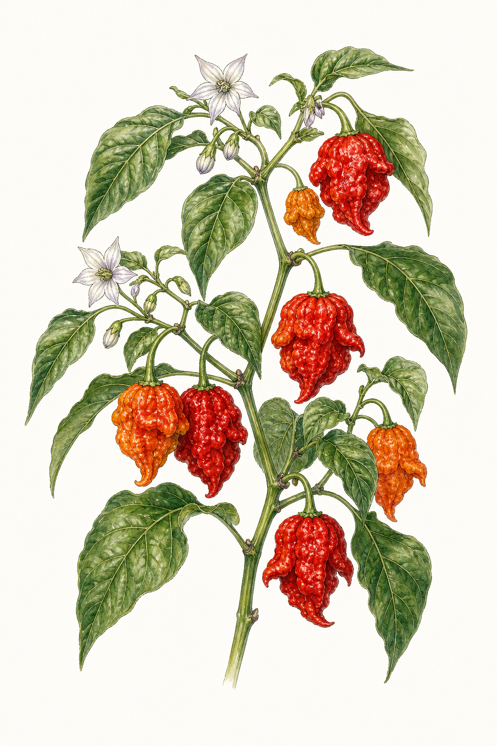 Botanical illustration of Trinidad Moruga Scorpion