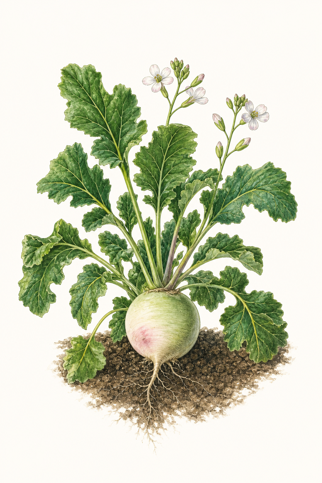 Botanical illustration of Watermelon Radish