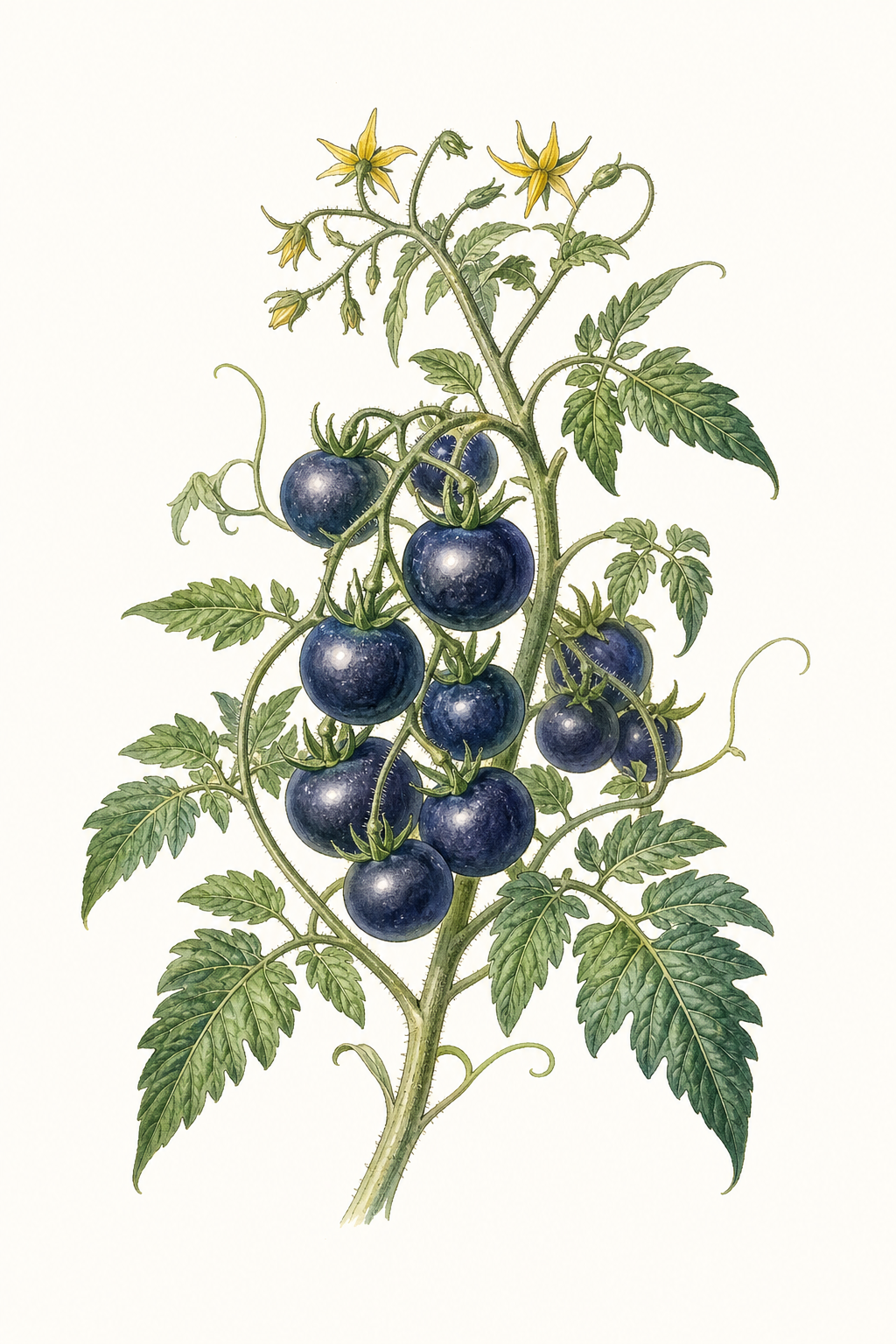 Botanical illustration of Blue Berries