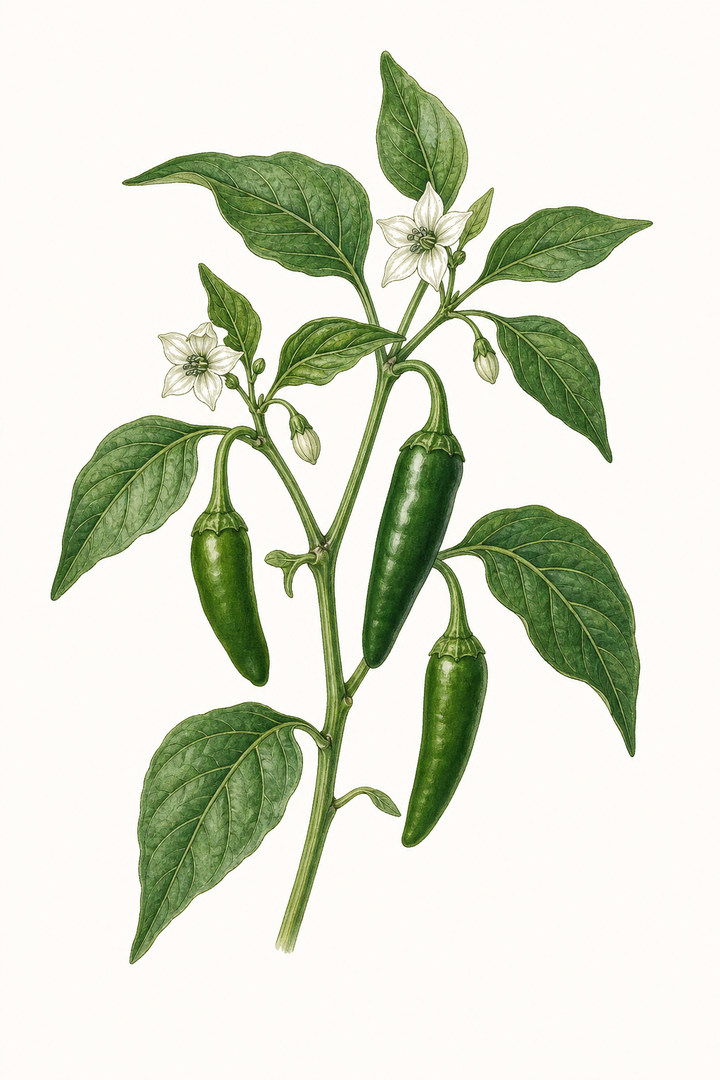 Botanical illustration of Purple Jalapeño