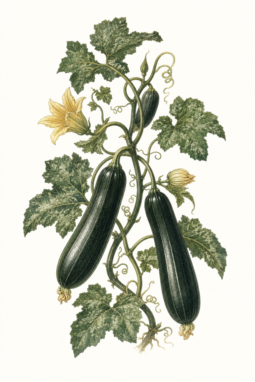 Botanical illustration of Zucchino Rampicante