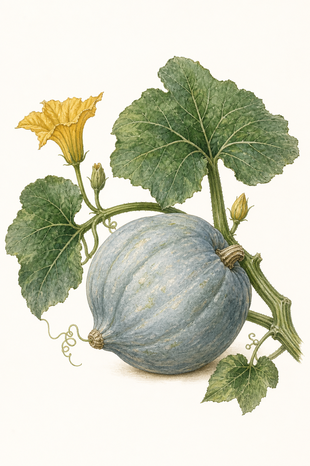 Botanical illustration of Baby Blue Hubbard