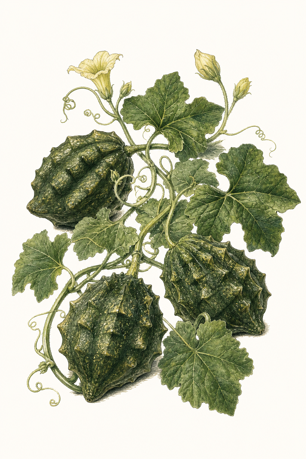 Botanical illustration of Dinosaur Gourd