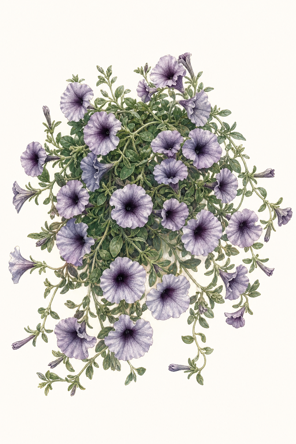 Botanical illustration of Supertunia Vista Silverberry
