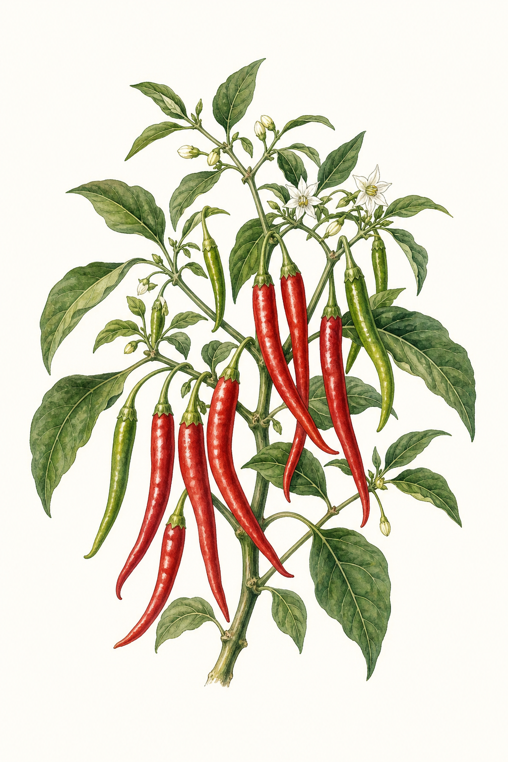 Botanical illustration of Cayenne Long Slim