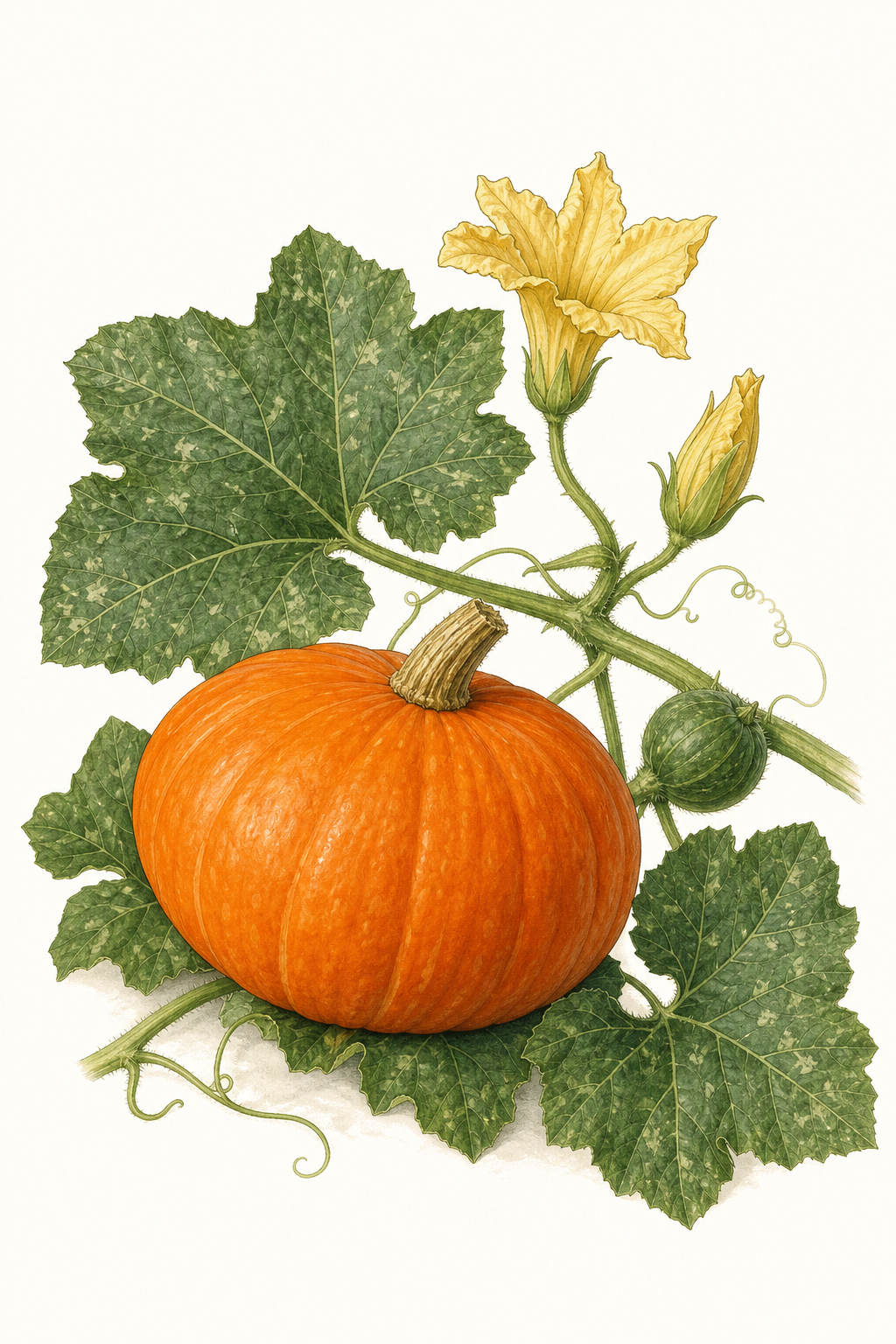 Botanical illustration of Orange Hokkaido