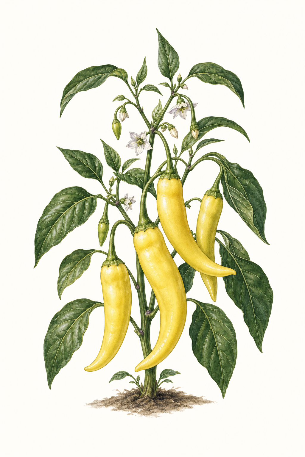 Botanical illustration of Banana Pepper