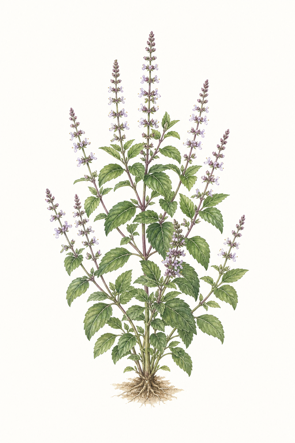 Botanical illustration of Holy Basil