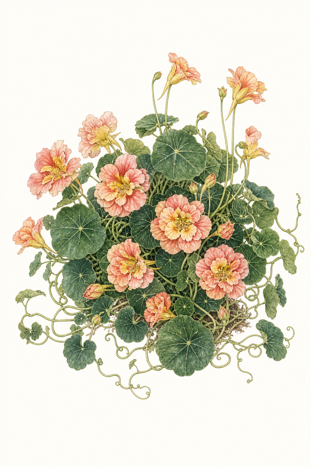 Botanical illustration of Whirlybird Peach Melba