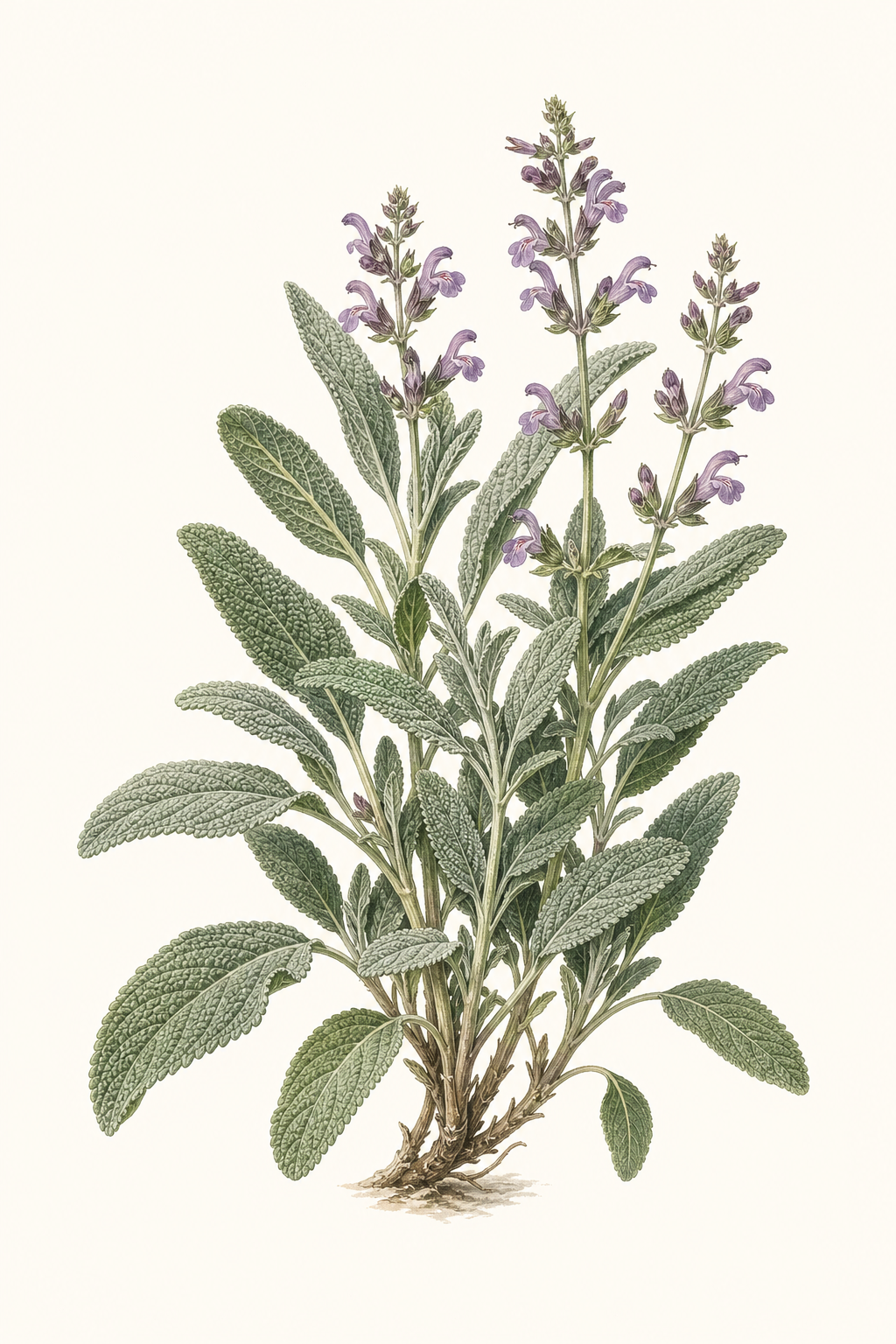 Botanical illustration of Garden sage