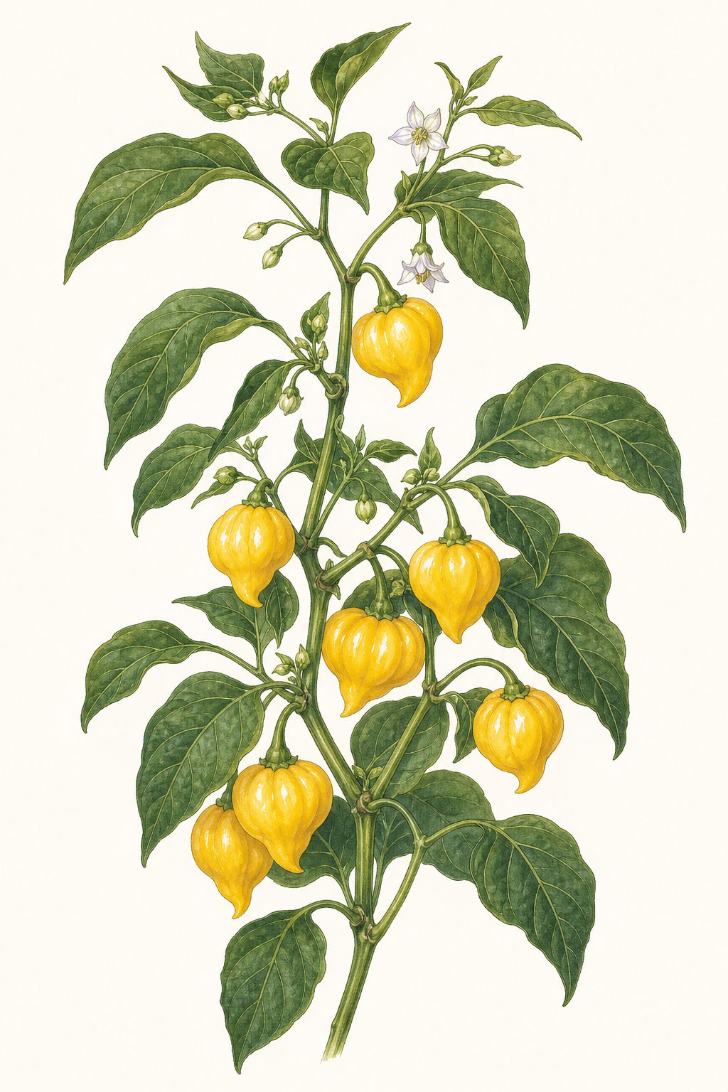 Botanical illustration of Yellow Scotch Bonnet