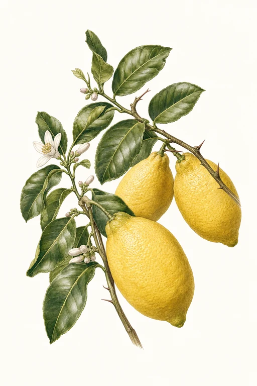Botanical illustration of Ponderosa Lemon