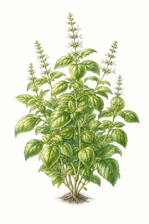 Botanical illustration of Sweet Dani Lemon Basil