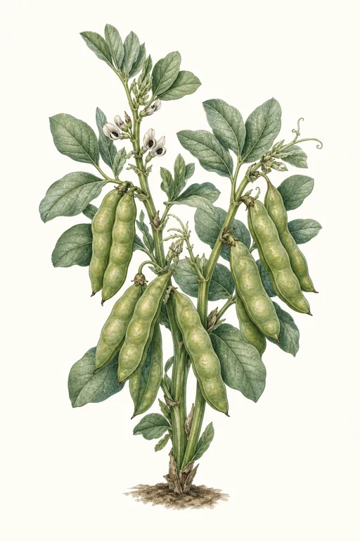 Botanical illustration of Vicia faba 'Fava Bean 'Felicity'
