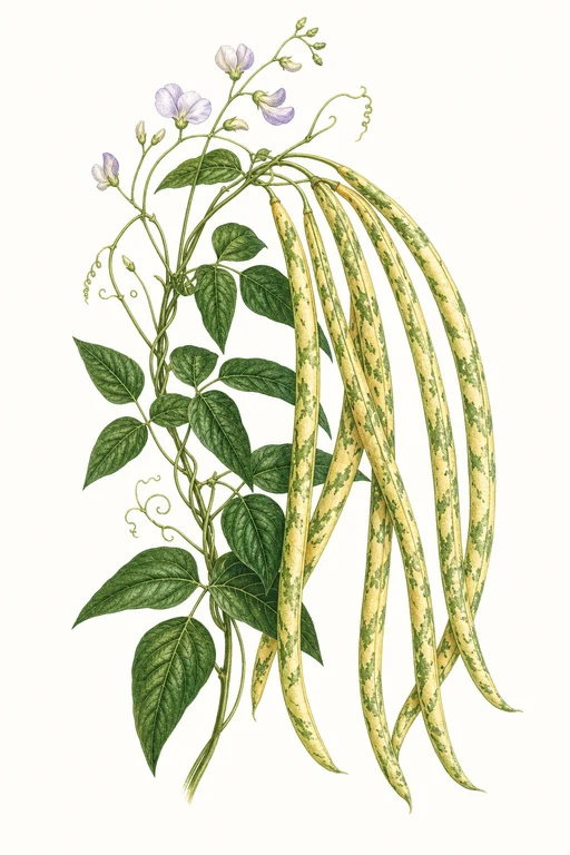 Botanical illustration of Mosaic Yard Long Bean