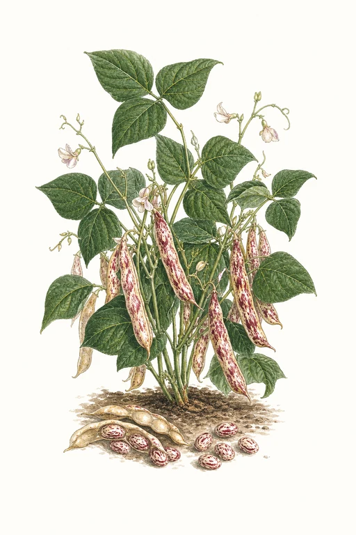 Botanical illustration of Borlotto Bush