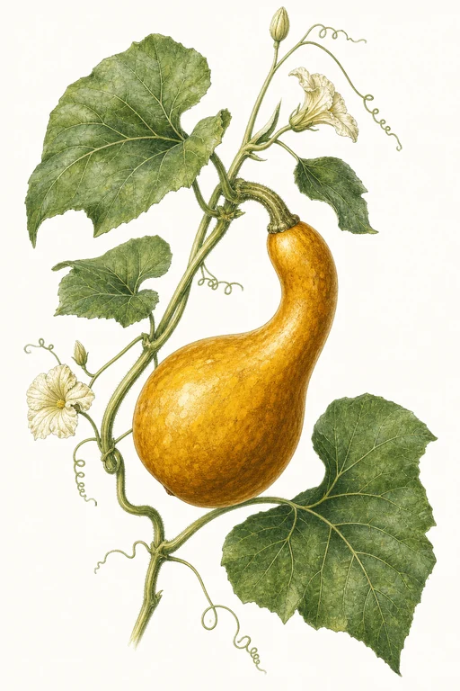 Botanical illustration of Dipper Gourd