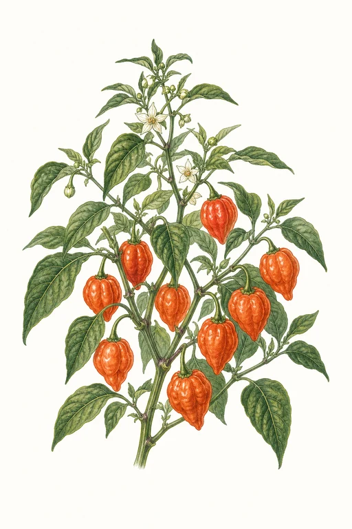 Botanical illustration of Habanero