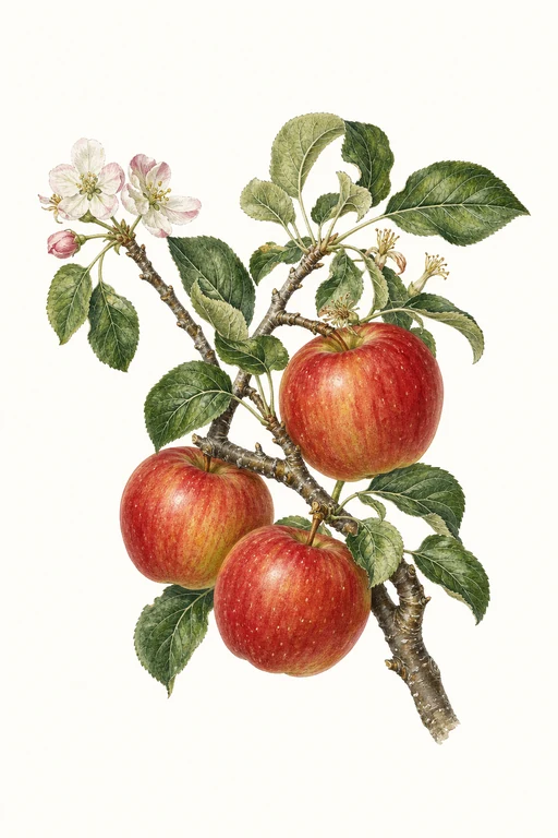 Botanical illustration of Crimson Gala