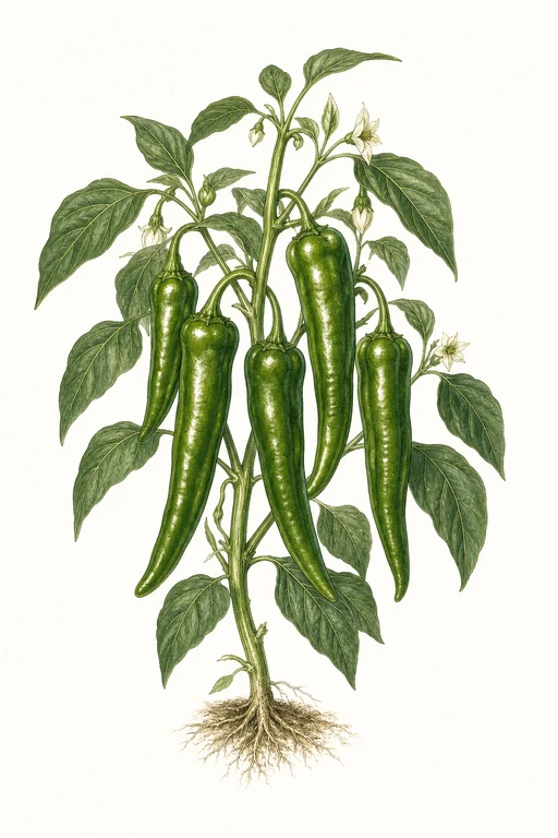 Botanical illustration of Cubanelle