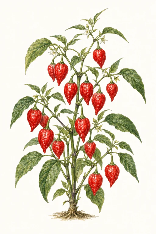 Botanical illustration of Peppadew (Juanita)