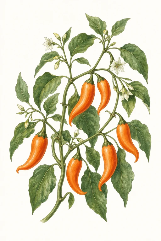 Botanical illustration of Orange Peter Pepper