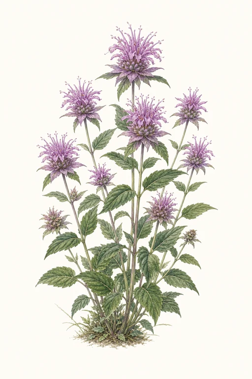 Botanical illustration of Wild Bergamot