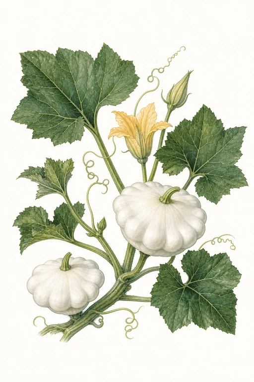 Botanical illustration of White Patty Pan