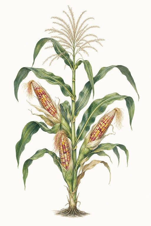 Botanical illustration of Calico Corn
