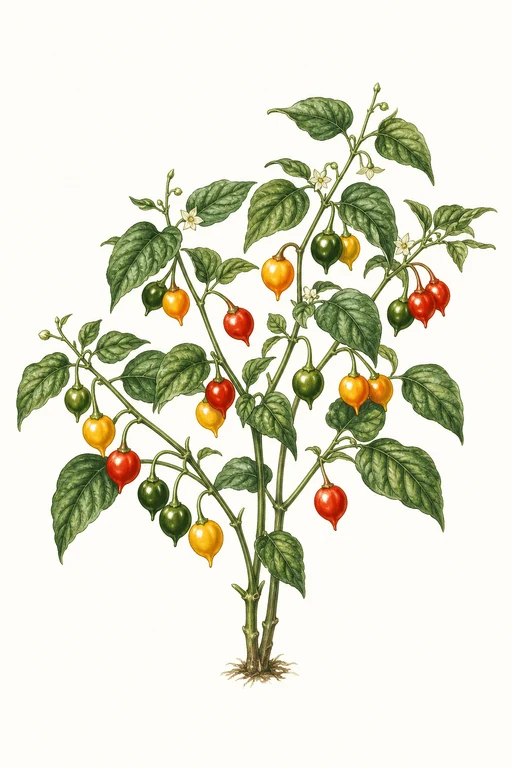 Botanical illustration of Aji Charapita