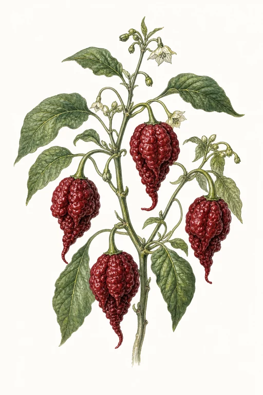 Botanical illustration of Carolina Reaper