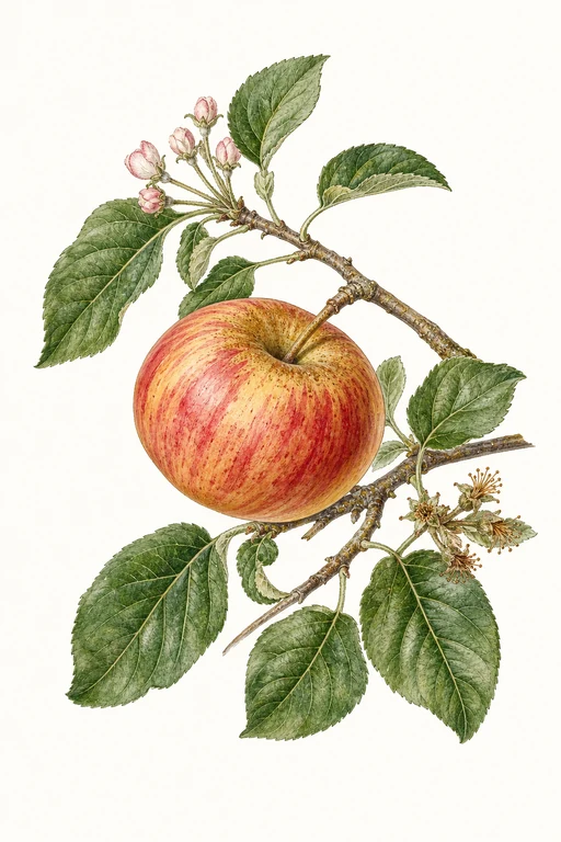 Botanical illustration of Esopus Spitzenburg