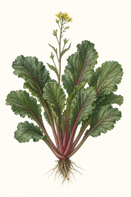 Botanical illustration of Red Komatsuna