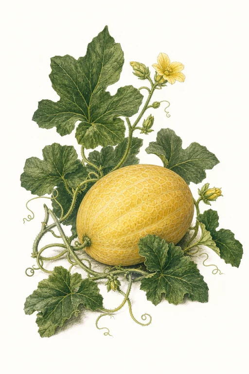 Botanical illustration of Ananas Melon