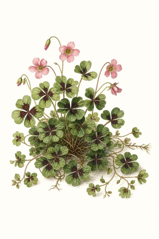 Botanical illustration of Oxalis 'Iron Cross
